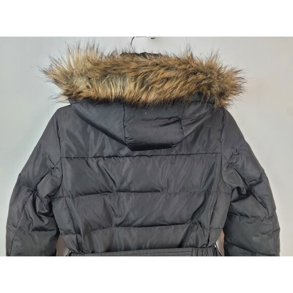 Michael Kors Jacket Women's Black Down Parka Coat Belted Faux Fur Hooded Sz XXS - Picture 13 of 16